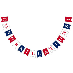 Red, White, Blue CONGRATULATIONS! Bunting Flags
