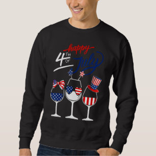Red White Blue Cool Patriotic Wine Glass Us Flag 4 Sweatshirt