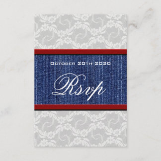 Red White & Blue Country Lace Wedding RSVP Cards