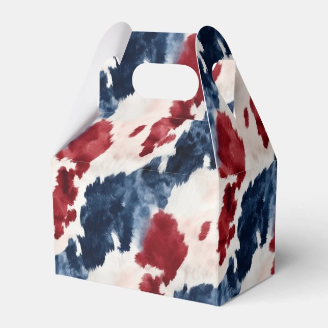 Red White Blue Cowhide Favor Box (Front Side)