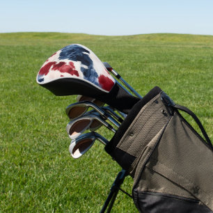 Red White Blue Cowhide Golf Head Cover