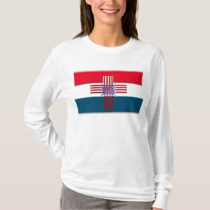 Red, White, Blue Cross with Flag T-Shirt