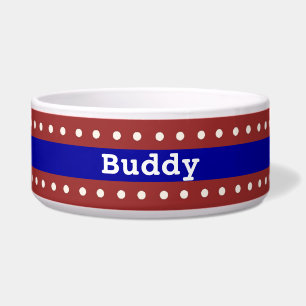 Red, White, & Blue Custom Dog Bowl