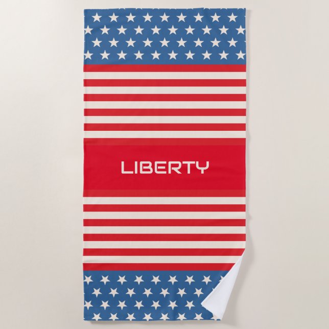 Red White Blue Customized Liberty Beach Towel (Front)