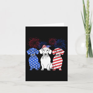 Red White Blue Dachshund Dog Usa Flag Firework 4th Card
