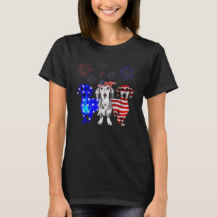 Red White Blue Dachshund Usa Flag Firework 4th Of  T-Shirt