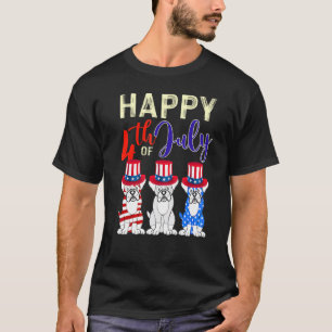 Red White Blue Dogs USA Flag Happy 4th Of July T-Shirt