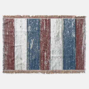 Red White Blue Driftwood Throw Blanket