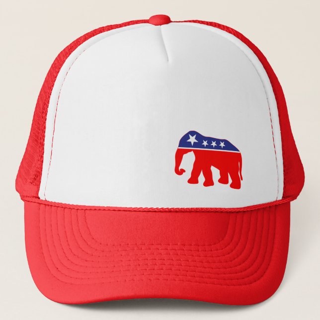 Red, White & Blue Elephant Trucker Hat (Front)