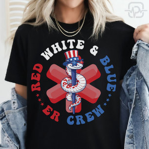 Red White Blue ER Crew Patriotic Nurse T-Shirt