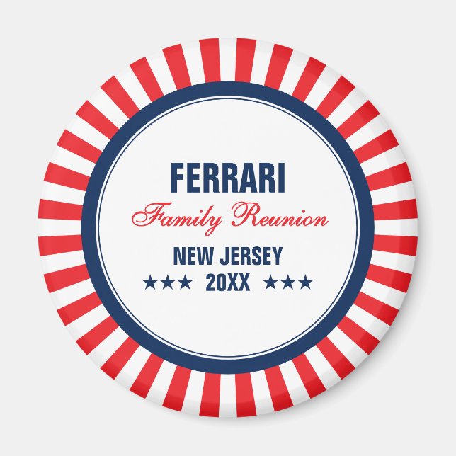 Red White Blue Family Reunion Custom Magnet (Front)