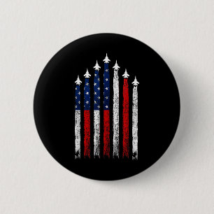 Red White Blue Fighter Jets 4th Of July Usa Flag 2 Inch Round Button