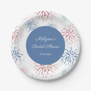 Red White Blue Fireworks Couples Shower Cookout Paper Plate