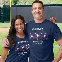 Red White Blue Fireworks July 4th Baseball Crew