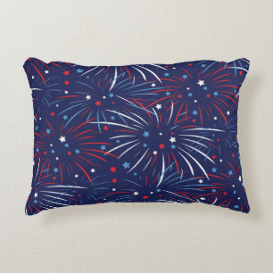 Red White Blue Fireworks Stars Accent Pillow