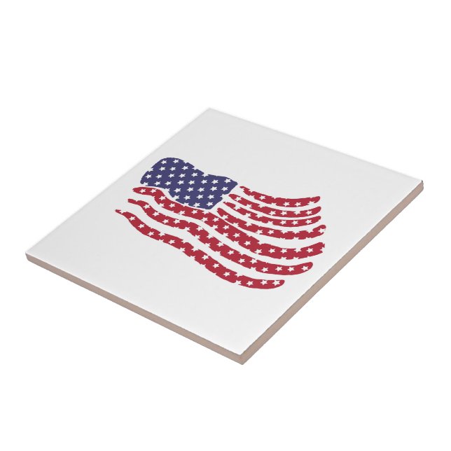 Red White Blue Flag Design Ceramic Tile (Side)