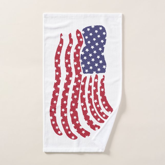Red White Blue Flag Design Hand Towel (Hand Towel)