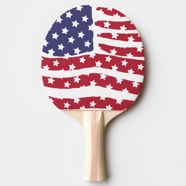 Red White Blue Flag Design Ping Pong Paddle (Front)
