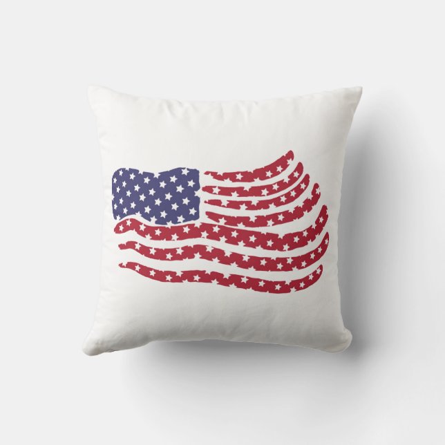 Red White Blue Flag Design Square Throw Pillow (Back)