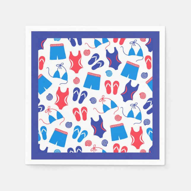 Red White Blue Flip Flop Swimsuit Pattern Napkin (Front)