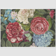 Red white blue floral-bouquet decoupage