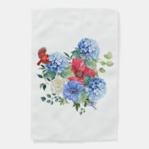 Red/White/Blue Floral Bouquet with Birds