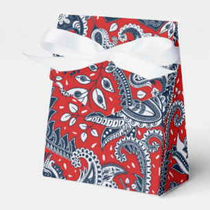 Red White & Blue Floral Paisley Bohemian Boho Favor Box