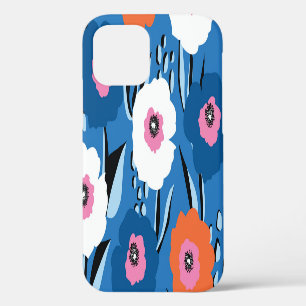Red White Blue: Floral Scandinavian. iPhone 12 Case