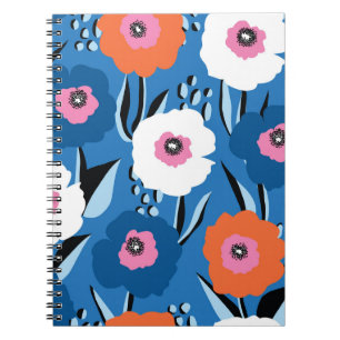 Red White Blue: Floral Scandinavian. Notebook