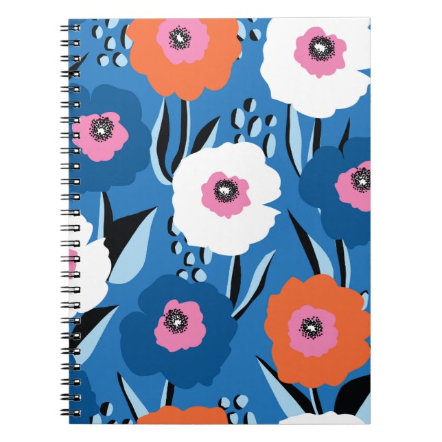 Red White Blue: Floral Scandinavian. Notebook (Front)