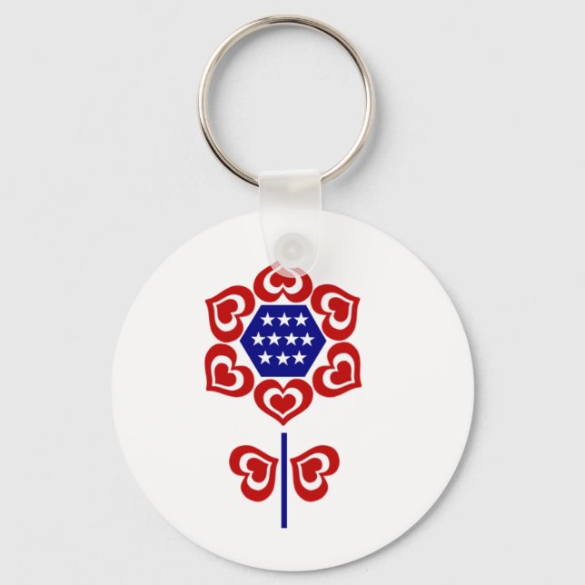 Red White Blue Flower Keychain (Front)