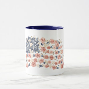 Red White Blue Flowers Mug