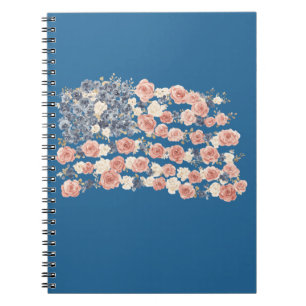 Red White Blue Flowers Notebook