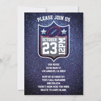 Red White Blue Football Team Colours Quarterback Invitation