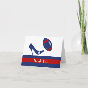 Red, White, & Blue Football Wedding Thank You Card