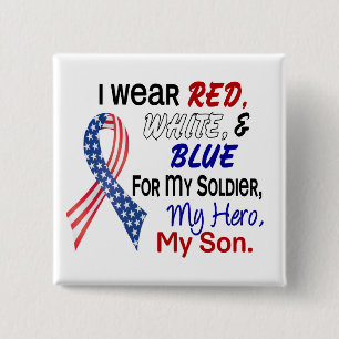 Red White Blue For My Son 2 Inch Square Button