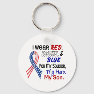 Red White Blue For My Son Keychain