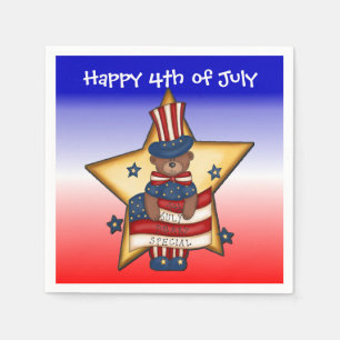Red White & Blue Fourth Of July Bear Napkins