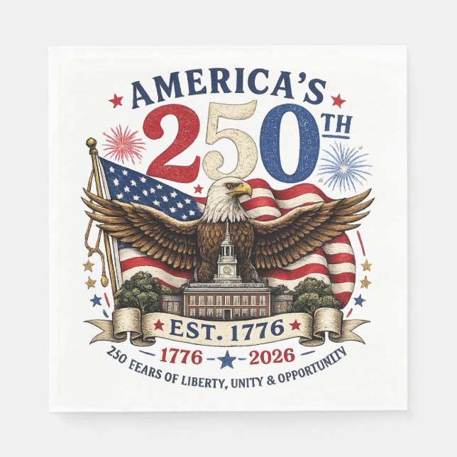 Red White Blue Fourth Of July Napkin (Front)
