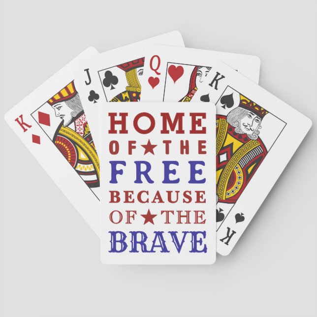 Red White Blue Fourth Of July Playing Cards (Back)