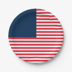 Red White & Blue Fun Family Friends Celebration Paper Plate