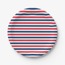 Red White & Blue Fun Family Friends Celebration Paper Plate