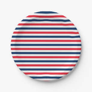 Red White & Blue Fun Family Friends Celebration Paper Plate