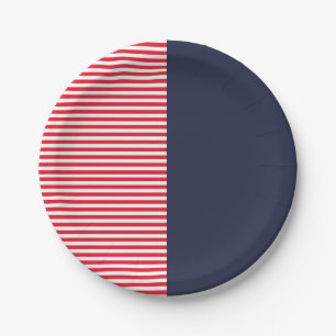 Red White & Blue Fun Friends Family Celebration Paper Plate