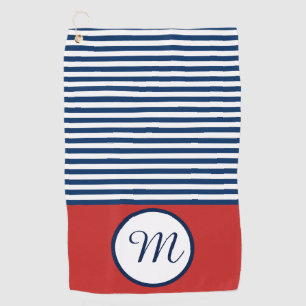 Red White & Blue Fun Monogram Golf Towel