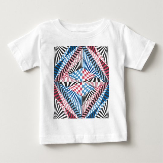 Red, White, Blue Geometric Abstract Zen Doodle Art Baby T-Shirt