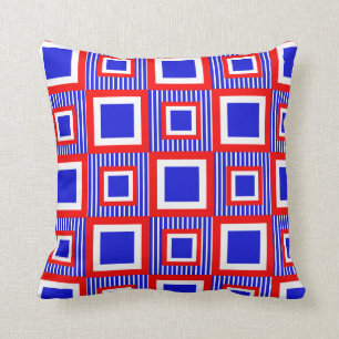 Red White Blue Geometric Throw Pillow