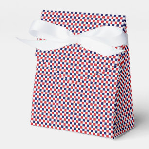 Red,White,Blue Gingham-PARTY FAVOR BOX, tent Box