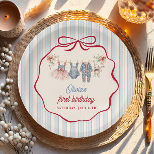 Red White Blue Girl Birthday Party Paper Plate