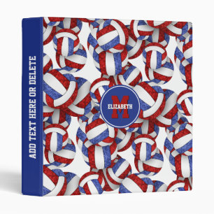 red white blue girly team colours volleyball binder